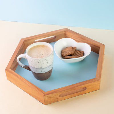 Wooden Hexagonal Serving Tray Serving Tray June Trading   