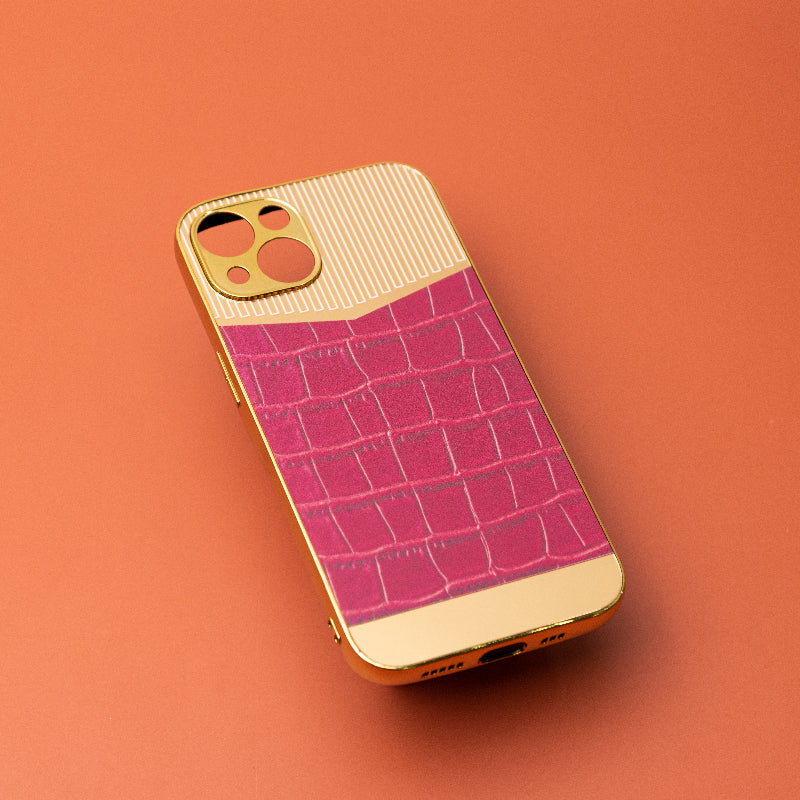 Golden Ruby Pink Luxury Embossed Design iPhone Cover Mobile Phone Cases June Trading iPhone 13  