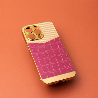 Golden Ruby Pink Luxury Embossed Design iPhone Cover Mobile Phone Cases June Trading iPhone 13 Pro  