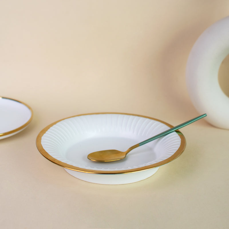 Aurulent Rim Crinkled Starter Plate (8 Inches) Pasta Bowl June Trading   