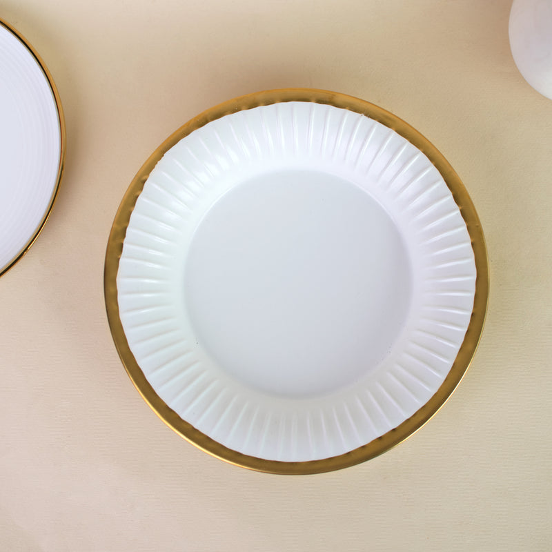Aurulent Rim Crinkled Starter Plate (8 Inches) Pasta Bowl June Trading   