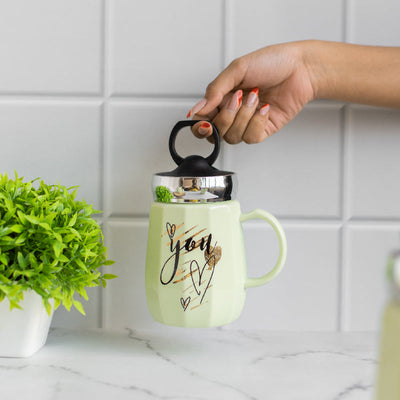 Lime Green Coffee Mug With Lid Coffee Mugs ERL   