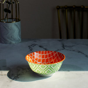 Sunset Orange Pattern Moroccan Bowl Bowls June Trading Single Bowl  