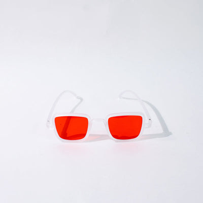 Retro Square Chilli Red Clear Frame Sunglass Eyewear June Trading   
