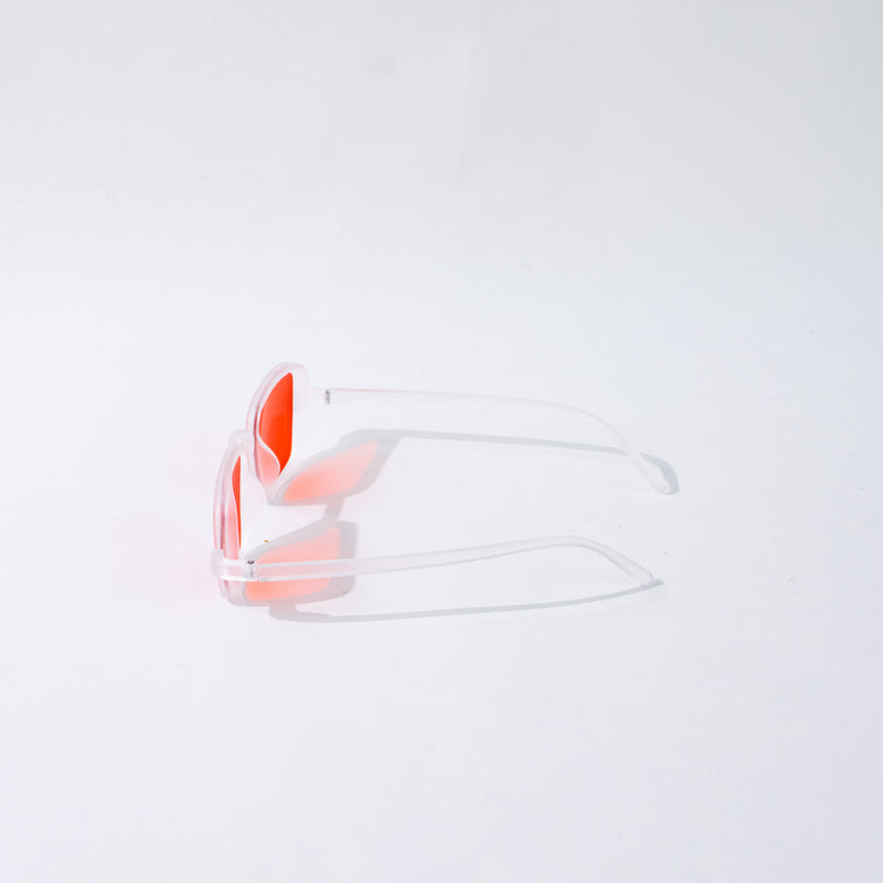 Retro Square Chilli Red Clear Frame Sunglass Eyewear June Trading   