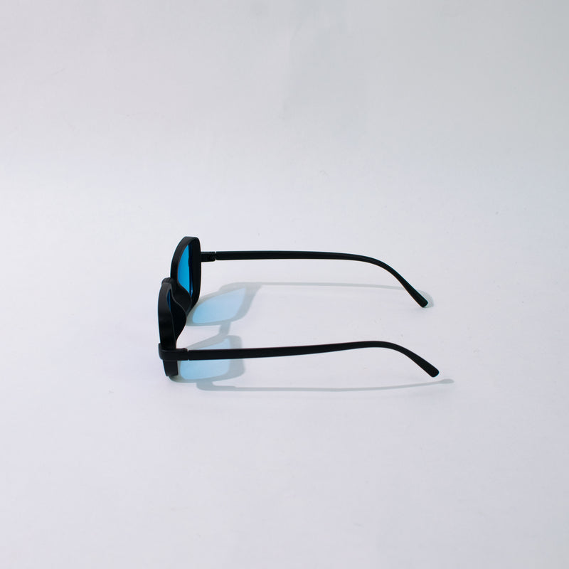 Retro Square Electric Blue Black Frame Sunglass Eyewear June Trading   