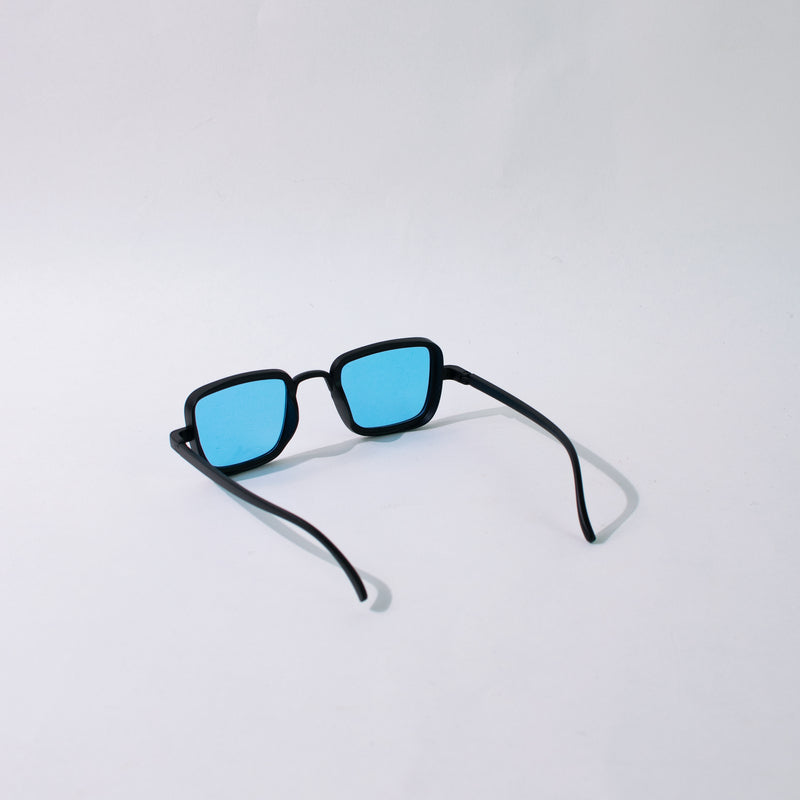 Retro Square Electric Blue Black Frame Sunglass Eyewear June Trading   