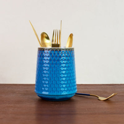 Honeycomb Pattern Cutlery Stand Cutlery Stand June Trading Regal Blue  