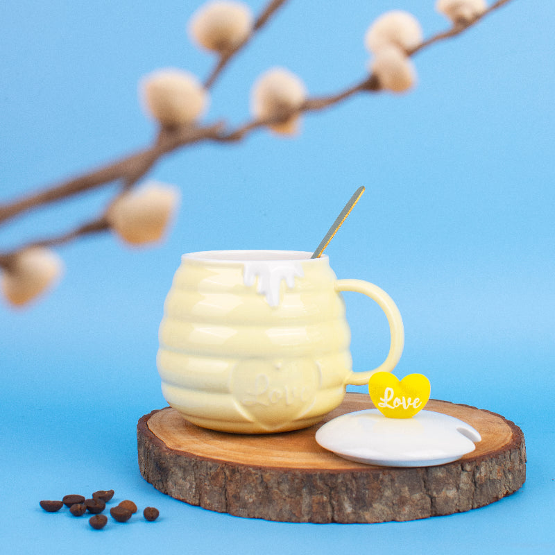 Honey Jar Shaped Mug With Cute Lid Coffee Mugs June Trading Pastel Green  