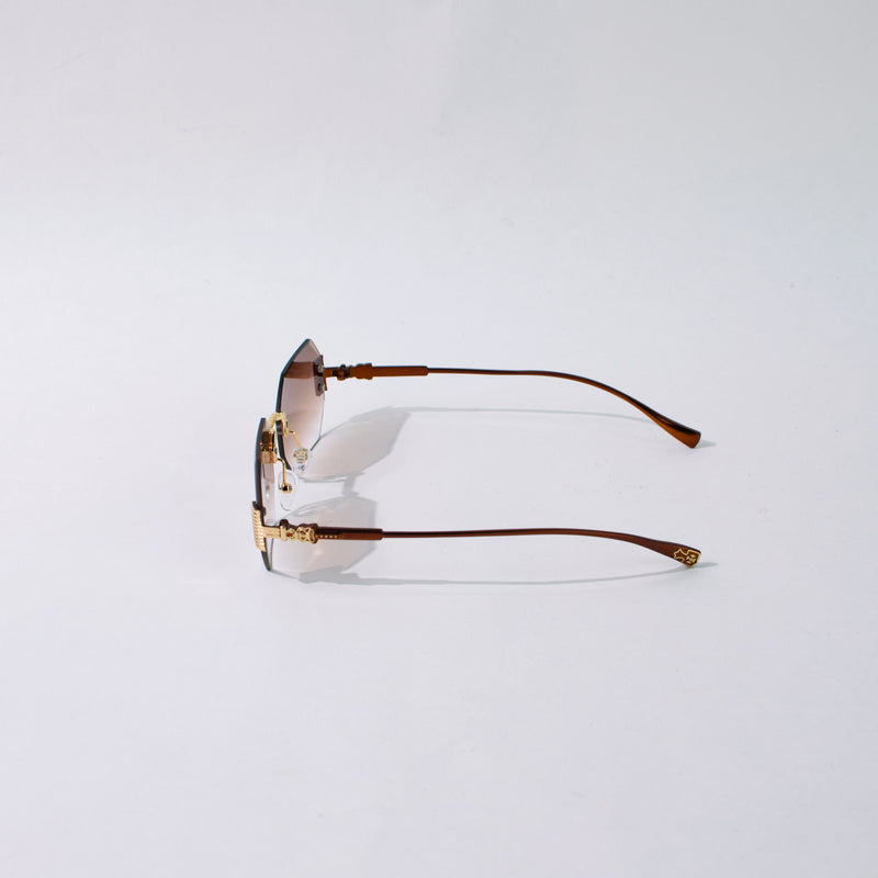 Vintage Octagon Ombre Brown Sunglass Eyewear June Trading   