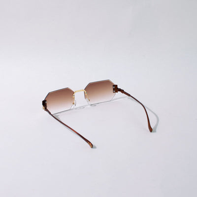 Vintage Octagon Ombre Brown Sunglass Eyewear June Trading   