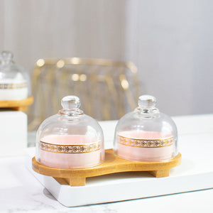 Round Ceramic Bowl With Glass Lid (Set of 2) Serving Platters June Trading Cloud Pink  