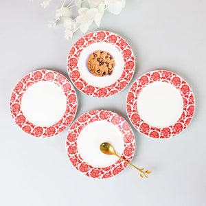 Red Ornate 5.5-inch Snack Plate Snack Plate June Trading Set of 3  