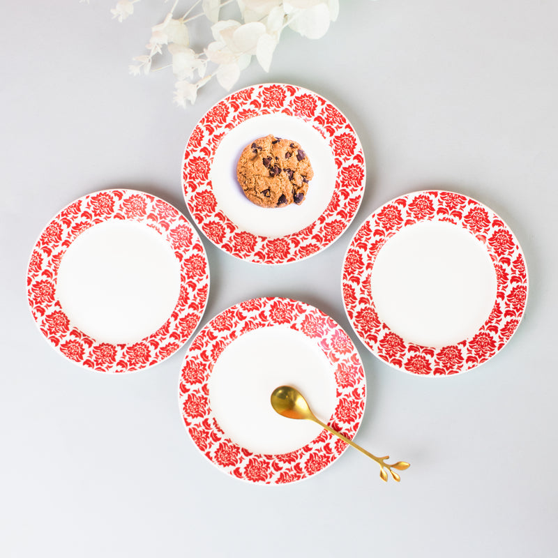 Red Ornate 5.5-inch Snack Plate Snack Plate June Trading Set of 3  