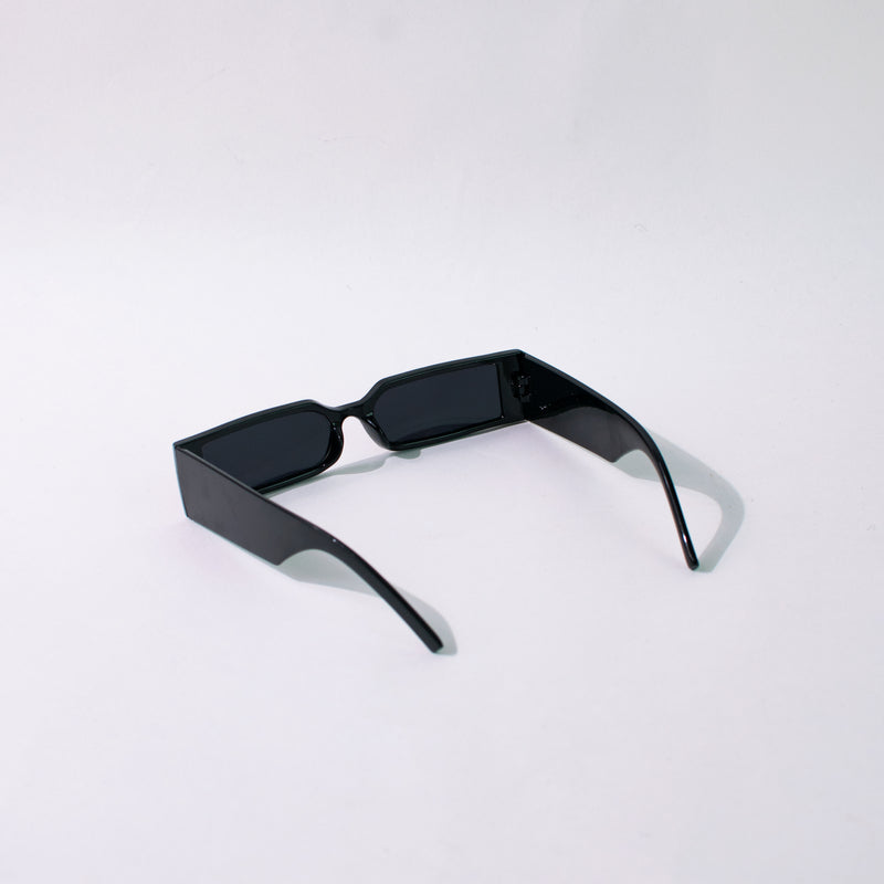 Rectangle Sleek Spy Pitch Black Sunglass Eyewear June Trading   
