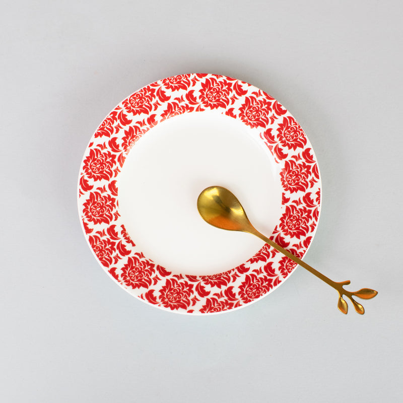 Red Ornate 5.5-inch Snack Plate Snack Plate June Trading Single  