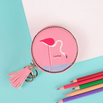 Poised Flamingo Coin Pouch Keychain Keychain ERL Taffy Pink  