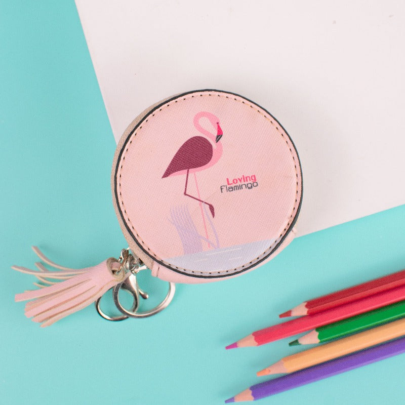 Poised Flamingo Coin Pouch Keychain Keychain ERL Lemonade Pink  