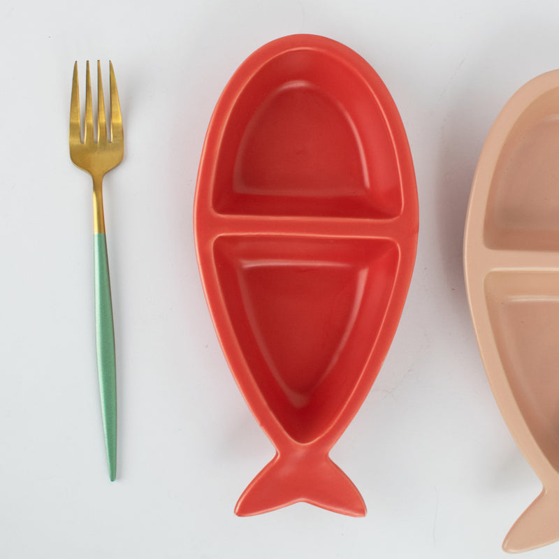 Sectioned Fish Plates Snack Plate June Trading Ravishing Red  