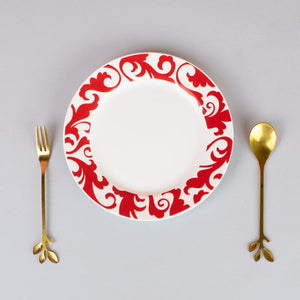 Traditional Motif 5.5-inch Snack Plate Snack Plate June Trading Rouge Red  