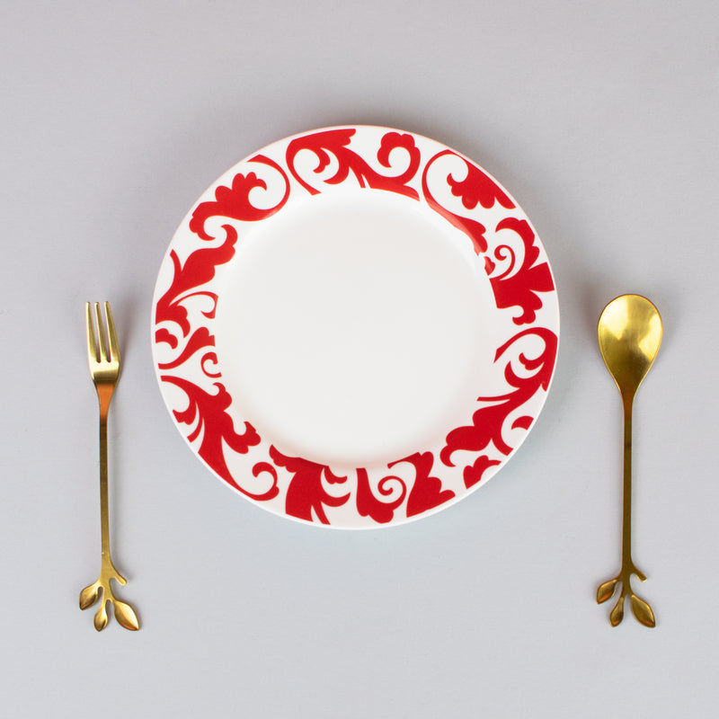 Traditional Motif 5.5-inch Snack Plate Snack Plate June Trading Rouge Red  