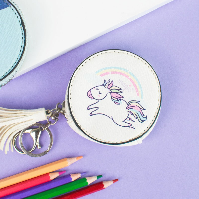 Everything Unicorn Coin Pouch Keychain Keychain ERL White Unicorn  