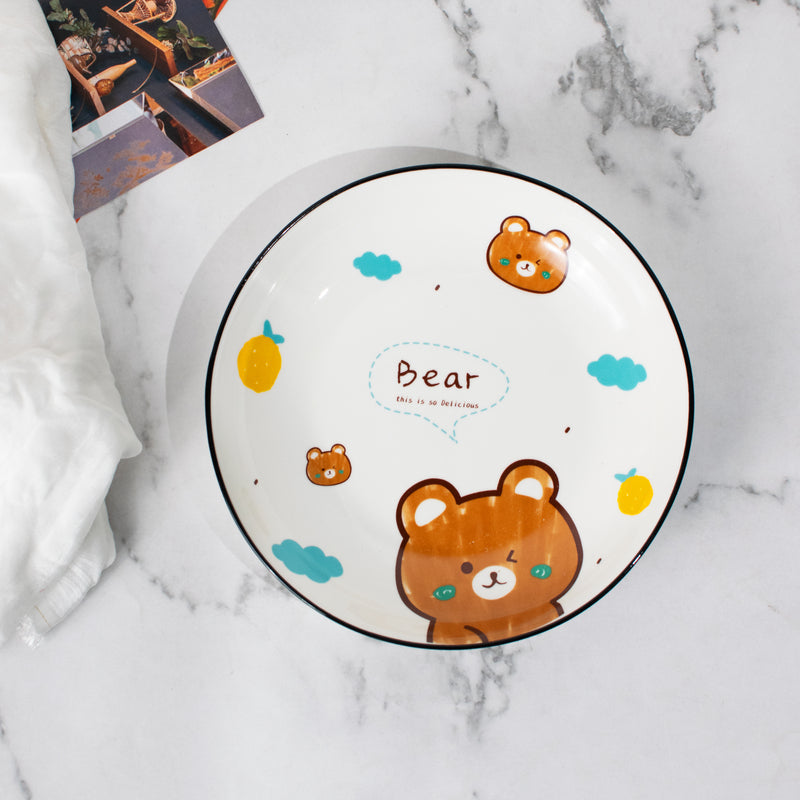 Animal Ceramic Plate Starter Plates June Trading Winking Bear  