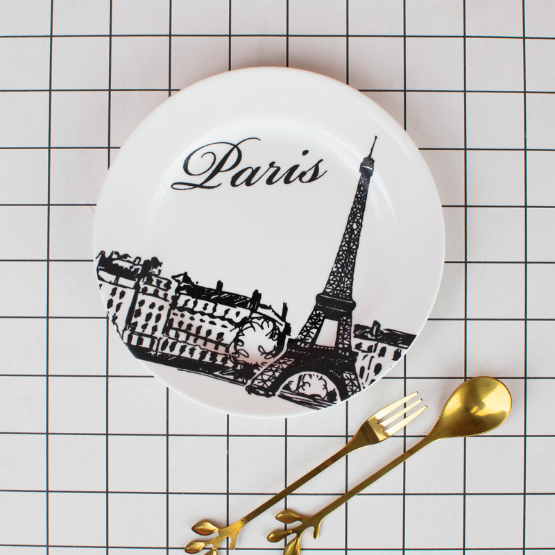 Je Te-Adore Paris 5.5-inch Snack Plate Snack Plate June Trading Eiffel Tower  
