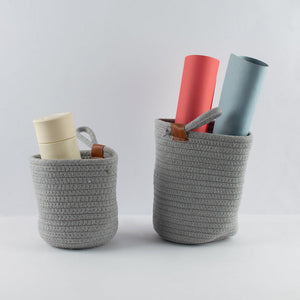 Rope Storage Basket For Planters & Essentials (Set Of 2) - Pewter Grey Basic Organisers June Trading Set Of 2  