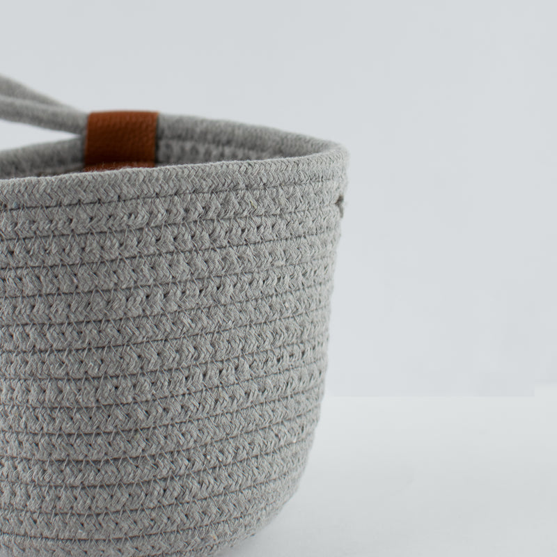 Rope Storage Basket For Planters & Essentials (Set Of 2) - Pewter Grey Basic Organisers June Trading   