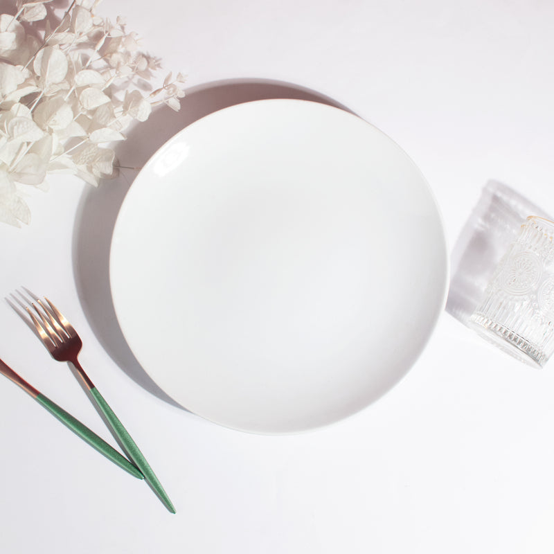 Tinge Pop Pearl White Ceramic Dinner Plate (11 Inches) Dinner Plates June Trading   