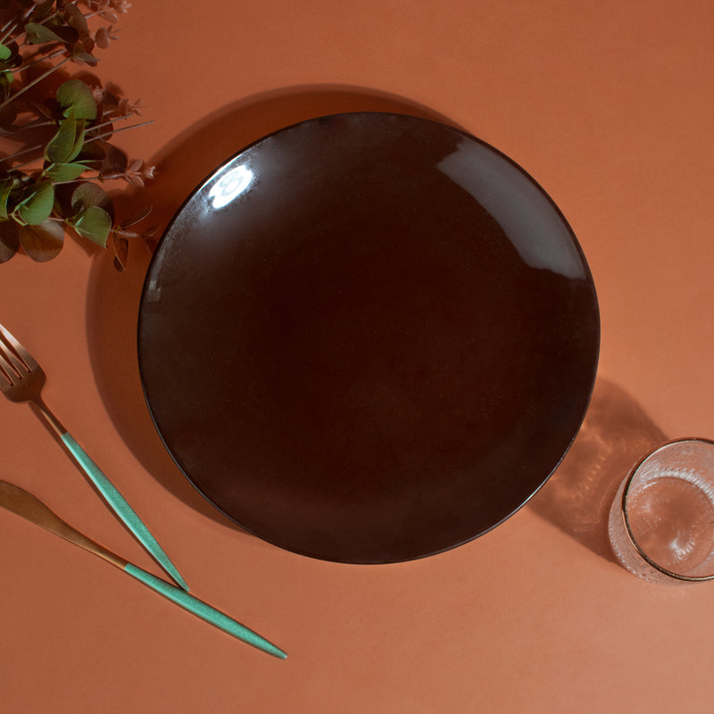 Tinge Pop Bold Brown Ceramic Dinner Plate (11 Inches)