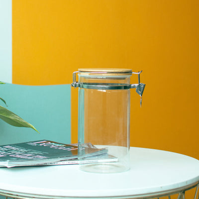 Air Tight Storage Glass Jars Wooden Tableware June Trading Big  