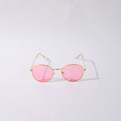 Vintage Round Peach Pink & Gold Sunglass Eyewear June Trading   