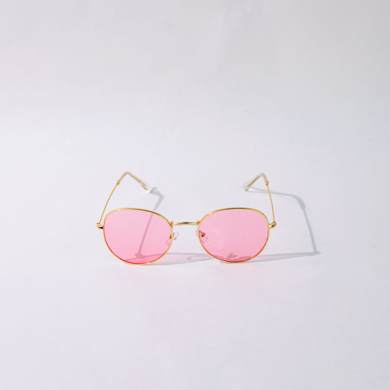 Vintage Round Peach Pink & Gold Sunglass Eyewear June Trading   