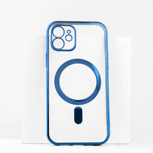 Metallichrome Admiral Blue Magsafe Clear iPhone 12 Cover Mobile Phone Cases June Trading   