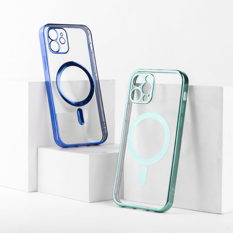 Apple iPhone Acrylic Blue Edge Metallic Transparent Case Mobile Phone Cases June Trading   