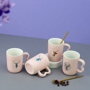 Reindeer Embellished Ceramic Coffee Mugs Coffee Mugs June Trading   