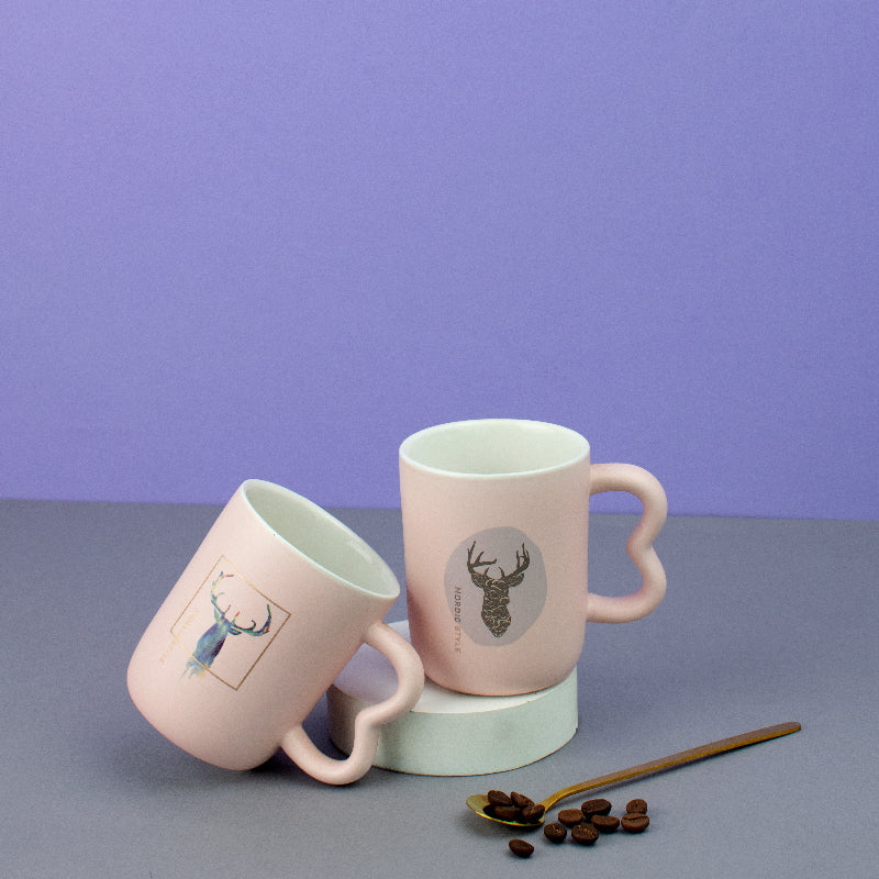 Reindeer Embellished Ceramic Coffee Mugs Coffee Mugs June Trading   