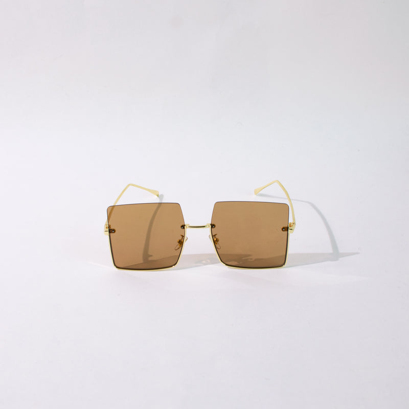 Oversized Half Rim Brown Tint Sunglass Eyewear June Trading   