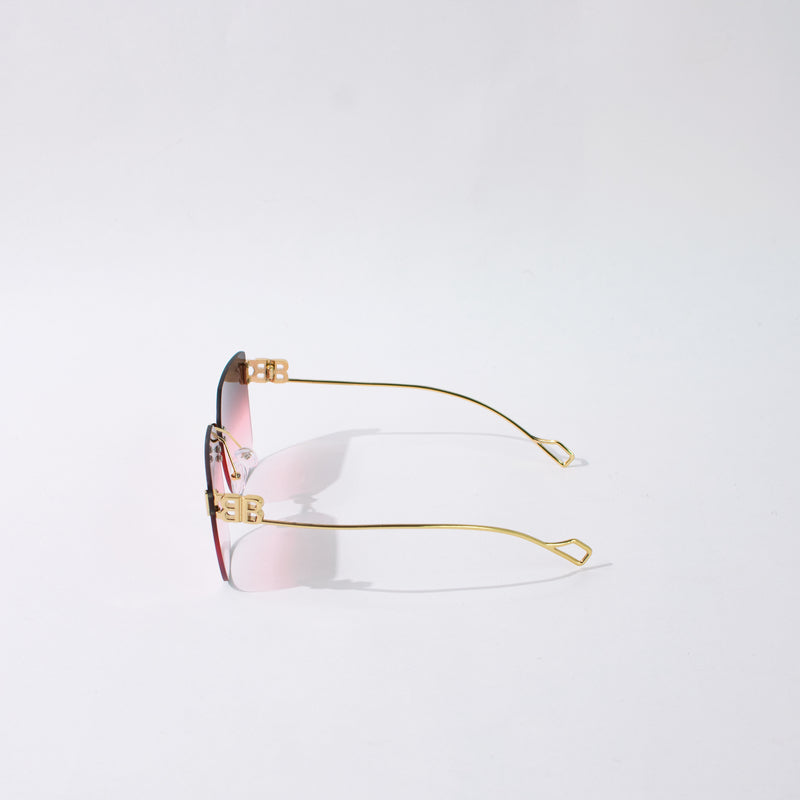 Vintage Oversized Rimless Wine Purple Sunglass Eyewear June Trading   
