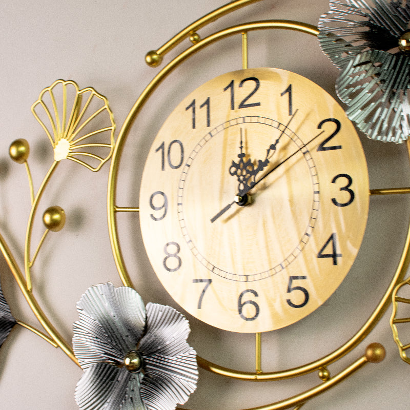 Designer Petals & Foliage Wall Clock Wall Clocks June Trading   