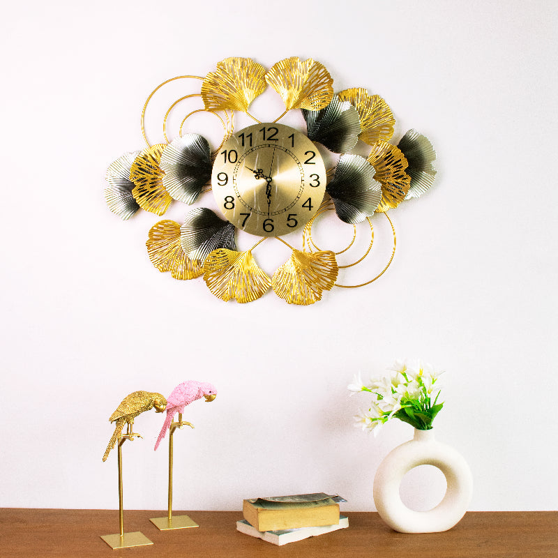 Golden Blissful Petal Wall Clock