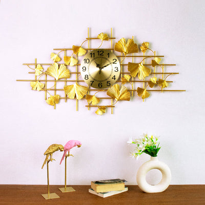 Golden Gingko Vine Wall Clock Wall Clocks June Trading   