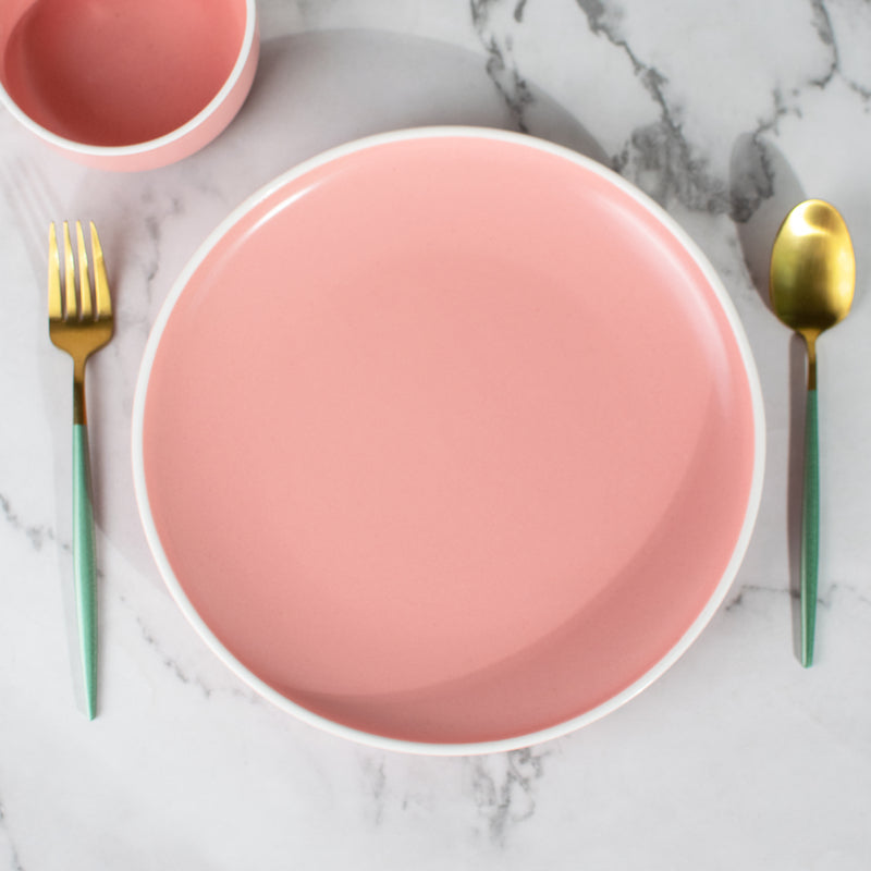 Soft-Hued Pink Earthen Dinner Plate (10 Inches) Dinner Plates June Trading   