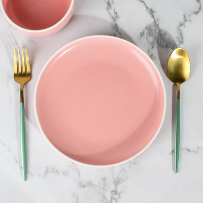 Soft-Hued Pink Earthen Dinner Plate (10 Inches) Dinner Plates June Trading   