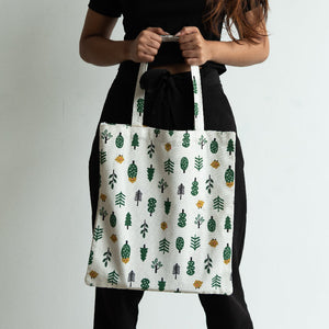 Tropical Print White Tote Bag Tote Bag ERL   