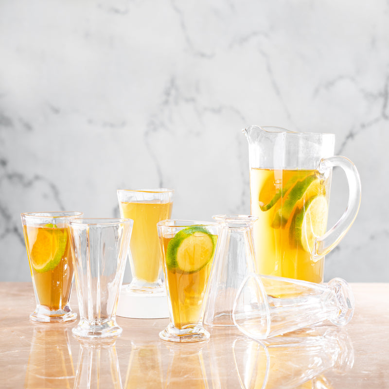 Triangle Shaped Glass Water Jug With 6 Pc Tumbler Set Glasses & Jug Set June Trading   