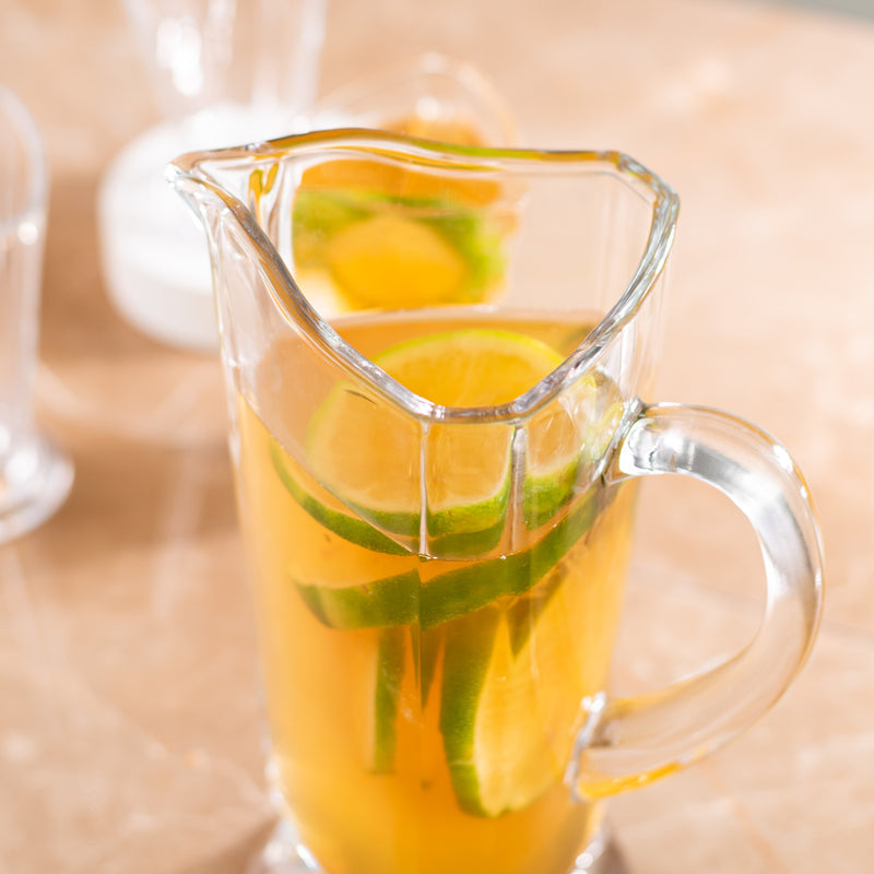 Triangle Shaped Glass Water Jug With 6 Pc Tumbler Set Glasses & Jug Set June Trading   