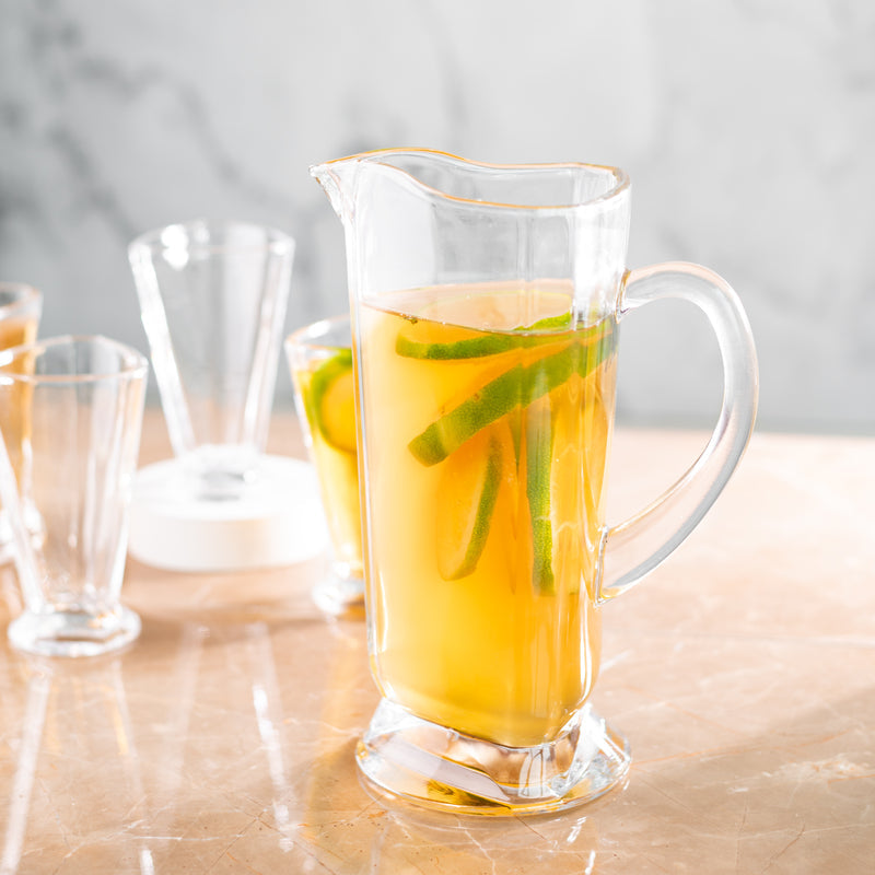 Triangle Shaped Glass Water Jug With 6 Pc Tumbler Set Glasses & Jug Set June Trading   